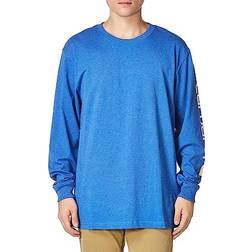 Carhartt Loose Fit Heavyweight Long Sleeve Logo Sleeve Graphic T-shirt - Light Cobalt Heather