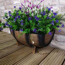 Kingfisher Small Oak Barrel Effect Garden Trough Planter