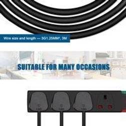 ExtraStar 4 Gang Surge-Protected Extension Lead Black 3m