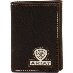 Ariat Trifold Shield Logo Concho Brown Rowdy Wallet