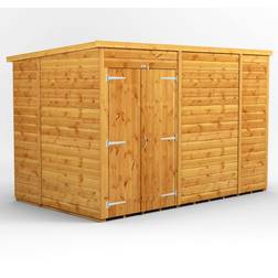 power Pent Roof Windowless Double Door Shed 10'x6' Golden (Building Area )