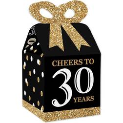 Adult 30th birthday gold square favor gift boxes party bow boxes 12 ct