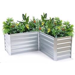 LuxenHome L-Shaped Galvanized Steel Raised Garden Bed, WHPL1667