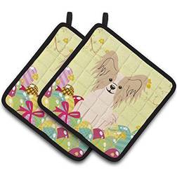 Caroline's Treasures Papillon Sable Pot Holders, 7.5Hx7.5W Easter Decoration