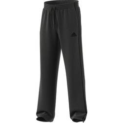 adidas Essentials Fleece Open Hem 3-Stripes Pants - Dark Grey Heather/Black