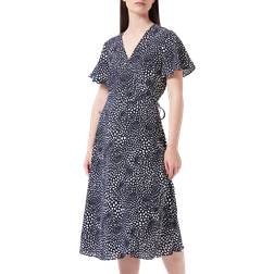 Vila Lovie S/S Wrap Midi Dress - Black/Aop: sally