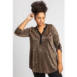 Roman Curve Animal Print Jacquard Top - Gold