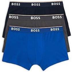HUGO BOSS Men's 3-Pack Stretch Cotton Regular Fit Trunks - Navy/Charcoal/Blue