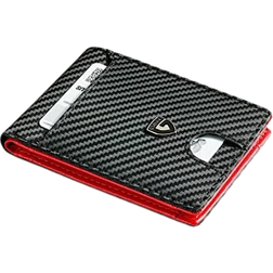 Gsoiax RFID Blocking Bifold Slim Wallet - Carbon Black/Red