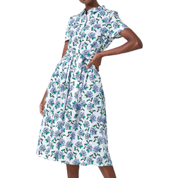 Roman Rose Print Midi Shirt Dress - White