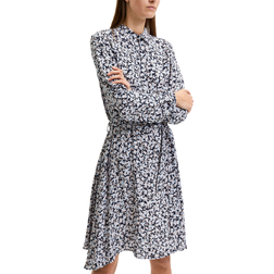 Selected Printed Long-Sleeved Dress - Dark Sapphire