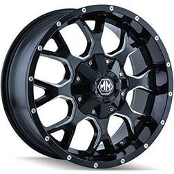 Mayhem Warrior 8015, 17x9 Wheel with 5x4.5 5x5 Bolt Pattern Black/Milled Spokes 8015-7956M