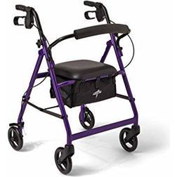 Medline Aluminum Lightweight Folding 4-Wheel Rollator in Purple