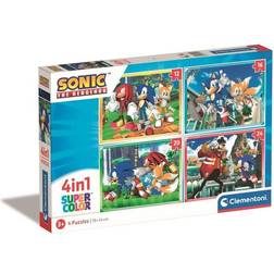 Clementoni 21522 Supercolor 4 In 1-Sonic-Puzzle 12,16,20,24 Teile Ab 3 Jahren, Buntes Kinderpuzzle Mit Besonderer Leuchtkraft & Farbintensität, Geschicklichkeitsspiel Für Kinder