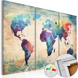 Artgeist Billede kork Rainbow Map Plakat