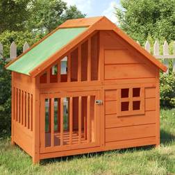 vidaXL hundehus 96x60,5x87 massivt fyrretræ brun