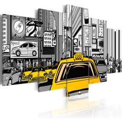 Artgeist Cartoon taxi Billede 100x100cm