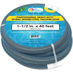 1-1/2" x 40 foot heavy duty spiral wound swimming pool vacuum hose, swivel cuff