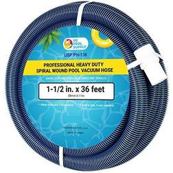 1-1/2" x 36 foot heavy duty spiral wound swimming pool vacuum hose, swivel cuff