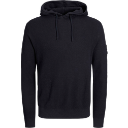 Jack & Jones Classic Waffle Knit Hooded Sweater - Black