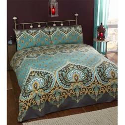 Rapport Traditional Ethnic Double Duvet Cover Multicolour, Grey, Green, Turquoise, Blue