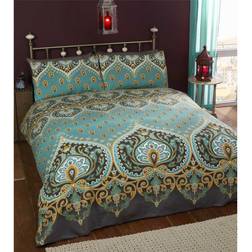 Rapport Traditional Ethnic Double Duvet Cover Turquoise, Multicolour, Grey, Blue, Green