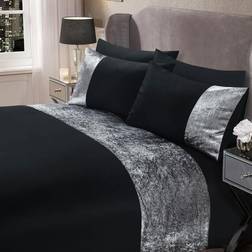 Sienna Crushed Panel Case Duvet Cover Black, Grey, Silver