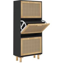 vidaXL Skoskab 52 x 25 x 115 cm Konstrueret Træ Og Naturlig Rattan Skostativ