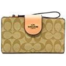 Coach Women Tech Wallet in Colorblock Signature Canvas Light Khaki Faded