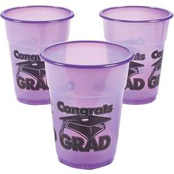 Fun Express Purple congrats grad plastic disposable cups party supplies 50 pieces