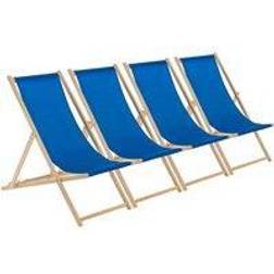 Harbour Housewares Wooden Folding Garden Sun Lounger Deck