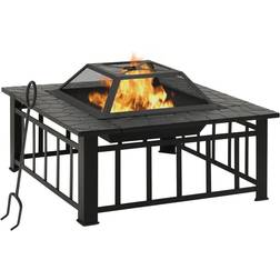 vidaXL Fire Pit with Poker 79x79x46.5 XXL Steel