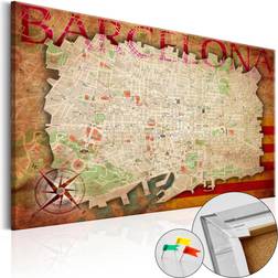 Artgeist Billede kork Map of Barcelona Plakat