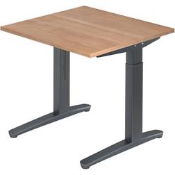 EUROKRAFTpro Pro Height Adjustable 650 850 mm Walnut Writing Desk 80x80cm