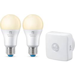 4lite WiZ Connected A60 Warm White WiFi LED Smart Bulb E27 Large Screw Pack of 2 Sensor