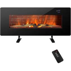 Costway 36 Inch Electric Wall Mounted Freestanding Fireplace with Remote Control-Black