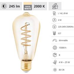 Eglo LED Leuchtmittel Edison ST64 E27 4W amber 2000K