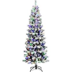 Costway Pre-Lit Artificial Snow Flocked Green Christmas Tree 90"