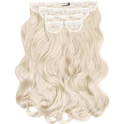 Lullabellz Super Thick Natural Wavy Clip In Hair Extensions 22 inch 5-pack Bleach Blonde