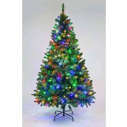 7ft/2.1m Pre Lit Green Bushy Christmas Tree 213.4cm