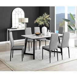 Furniturebox Carson White Dining Set 90x160cm 7pcs