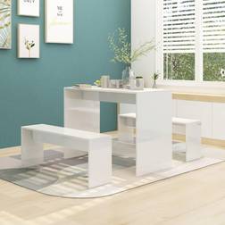vidaXL 3 Gloss Engineered Dining Set 3pcs