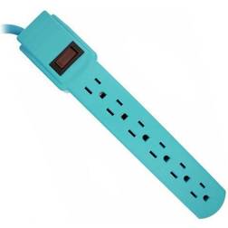 1 ft 6 outlet safety surge protector angle plug ac wall power strip blue ul