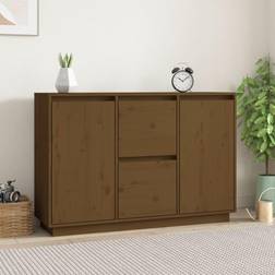 vidaXL Massivt Fyrretræ Gyldenbrun 111 x 34 x 75 cm Skænk