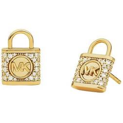 Michael Kors Logo Padlock Stud Earrings - Gold/Transparent