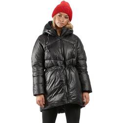 Svea Dunjakke W. Mid Length Shiny Jacket Sort