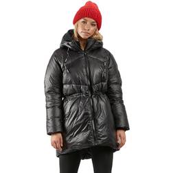 Svea W. Mid Length Shiny Jacket Black