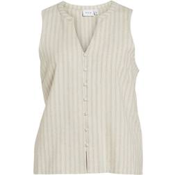 Vila Ärmlös Skjorta Beige
