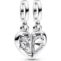 Pandora Splittable Mother & Daughter Dangle Charm - Silver/Transparent