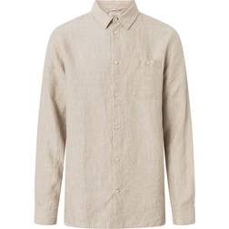 Knowledge Cotton Apparel Linen fit LS shirt light feather gray 1090003